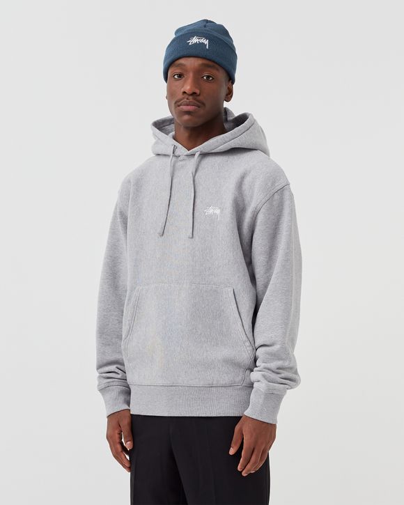 Stussy Stock Logo Hoodie Grey - grey heather