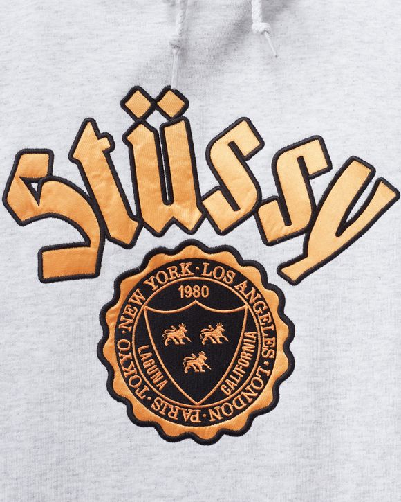 Stussy City Seal EMBROIDERED Hoodie Grey - ash heather