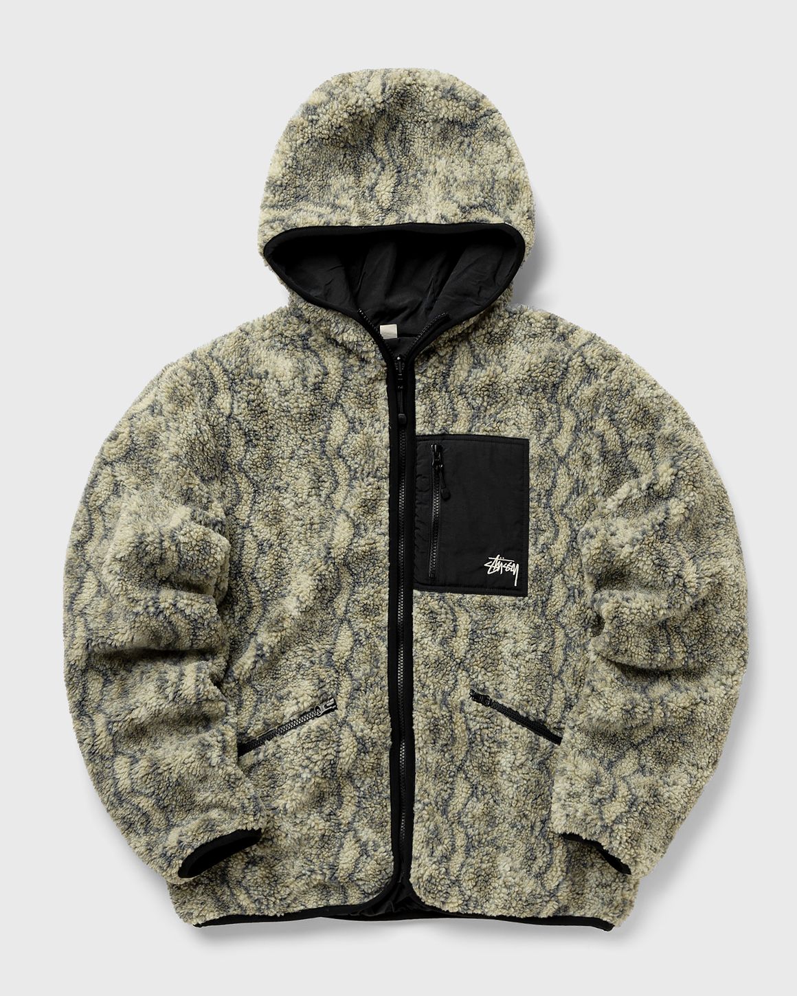 Stussy Snake Jacquard Sherpa Jacket Grey | BSTN Store