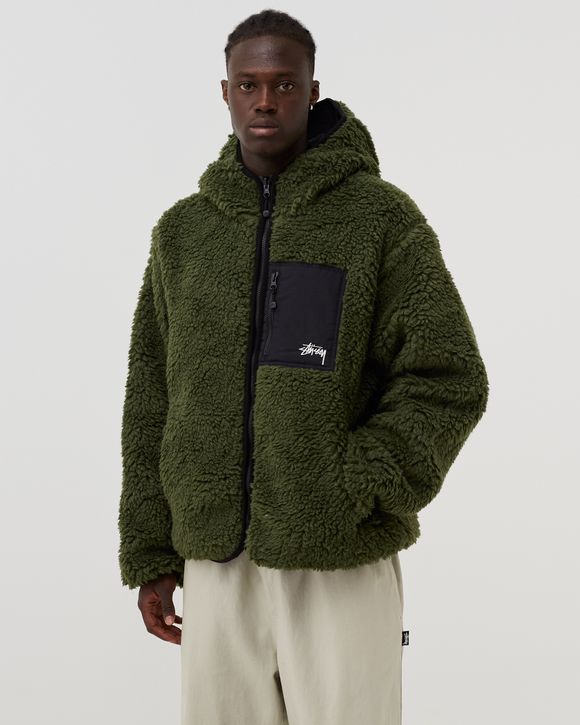 カラーブラックSTUSSY Hooded Sherpa Jacket