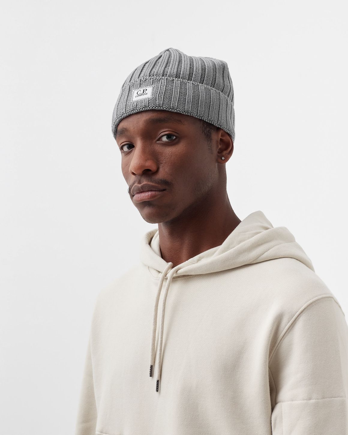 ●ANOETIC● ANC LOGO POINT WOOL BERET_GREY wool_beret_slate_worn_back_fro