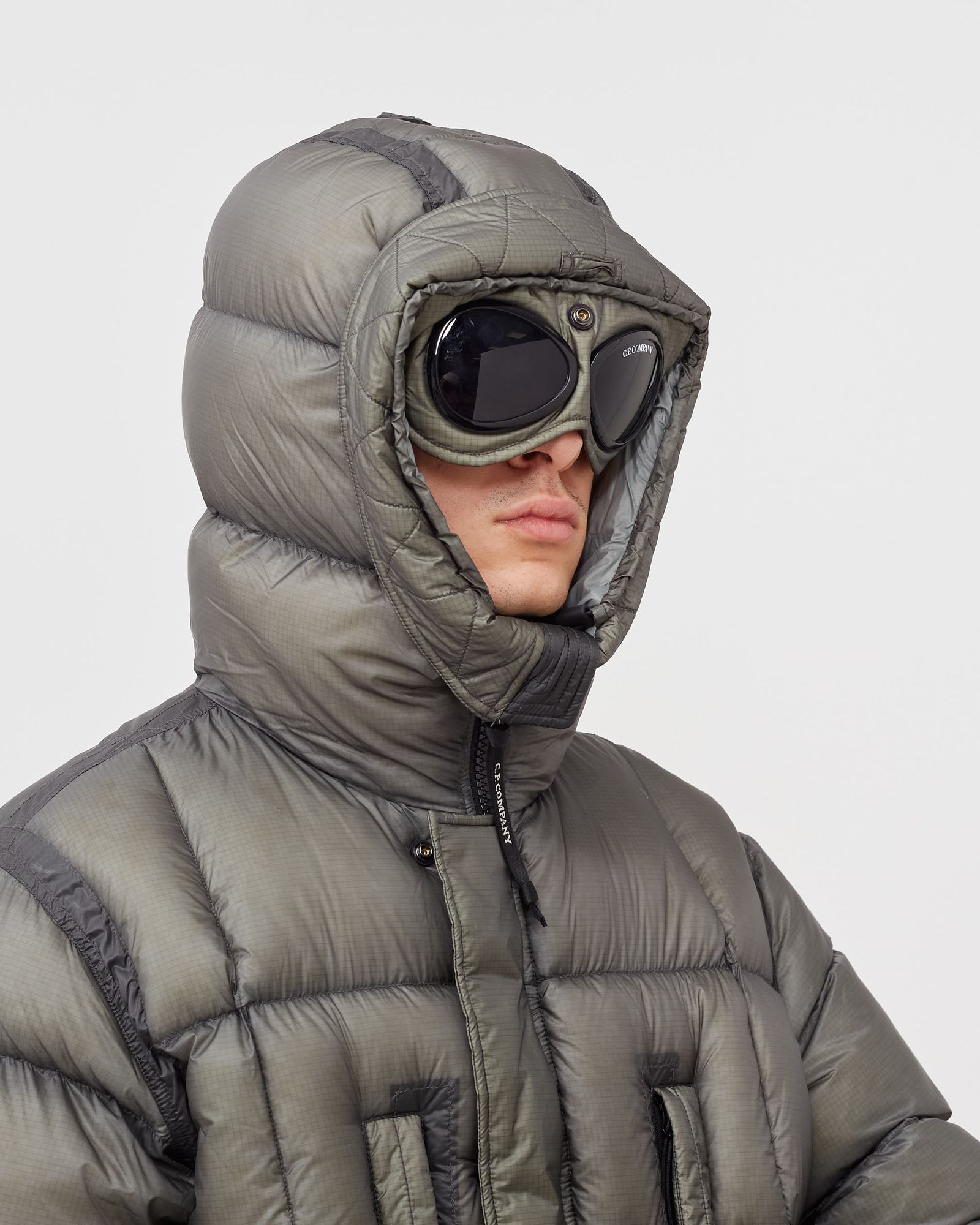 ジャケット・アウター C.P Company Gray Washed Hooded Coat C.p. Company Zip-through Washed Hooded Coat In Grey | ModeSens