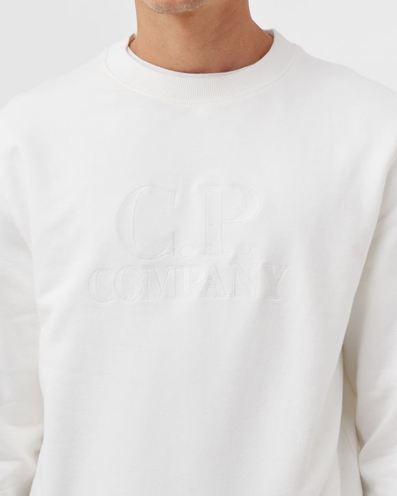 C.P. Company DIAGONAL RAISED FLEECE LOGO SWEATSHIRT White GAUZE WHITE