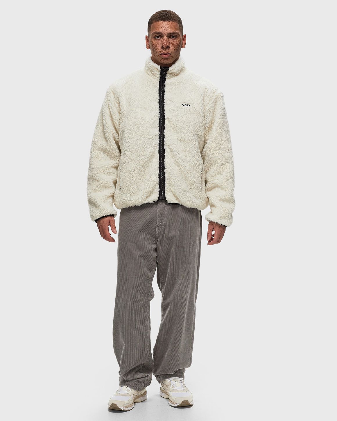 Obey Icon Face Sherpa Jacket Unbleached