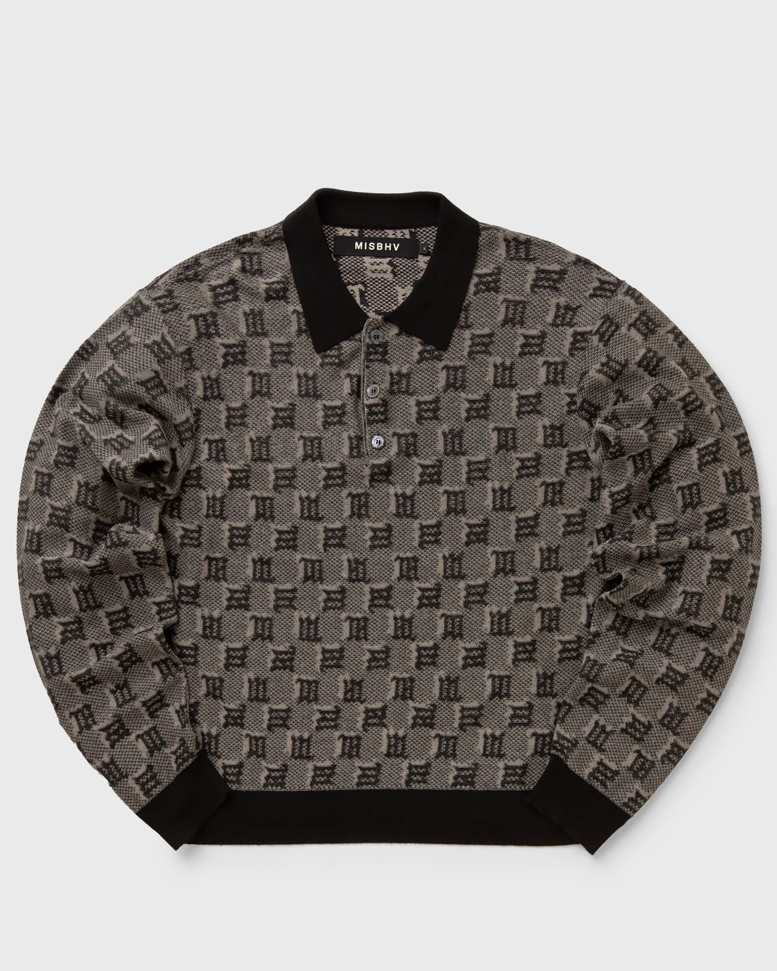 SILK WOOL KNITTED MONOGRAM POLO