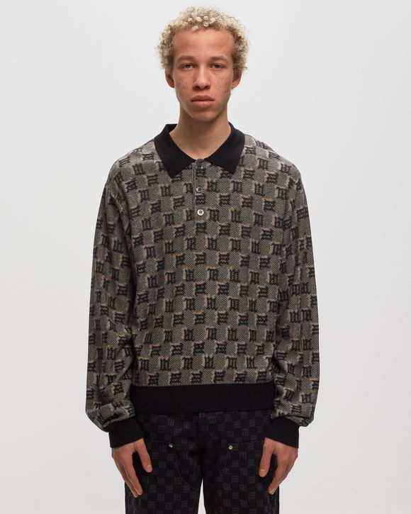 SILK WOOL KNITTED MONOGRAM POLO