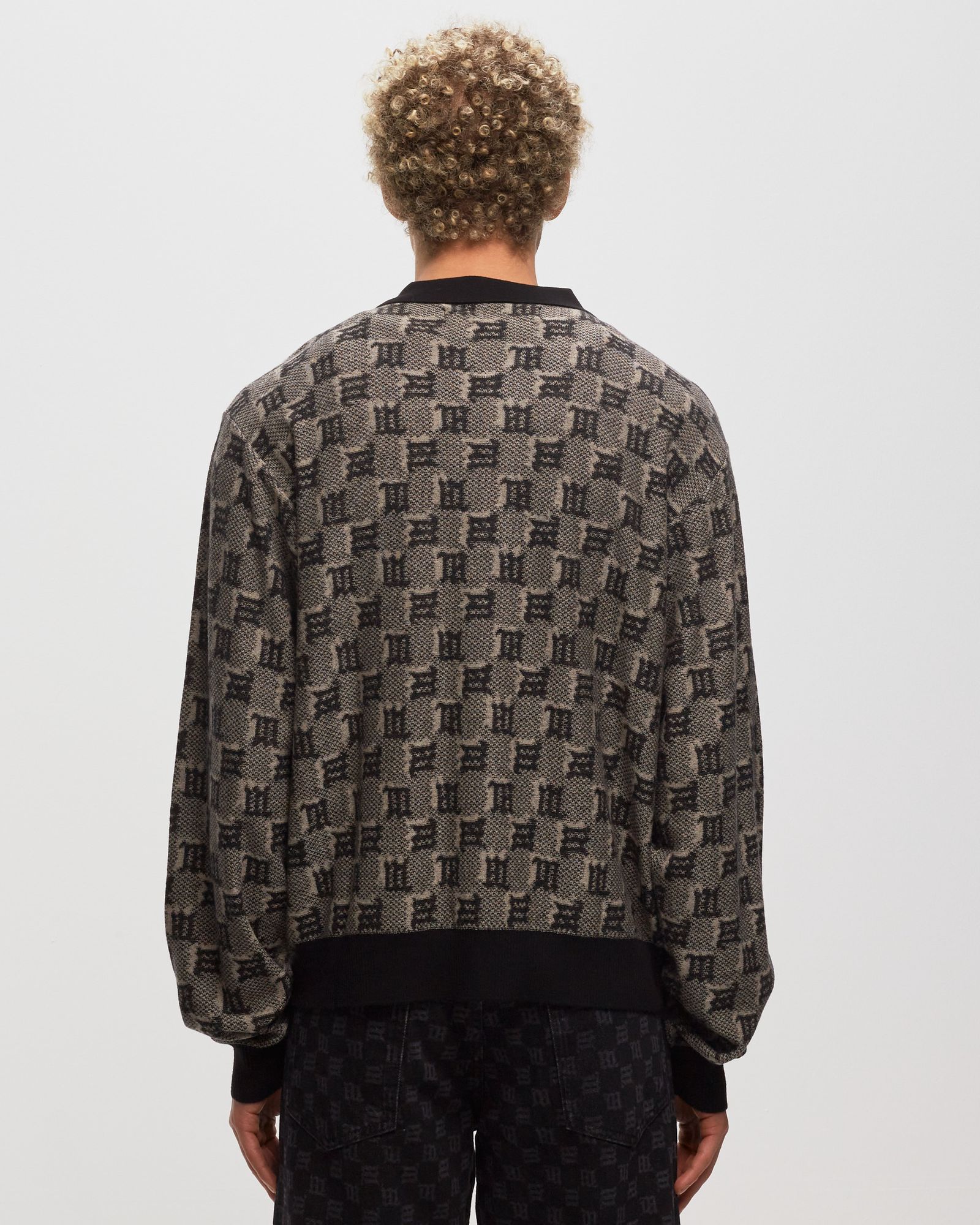 SILK WOOL KNITTED MONOGRAM POLO