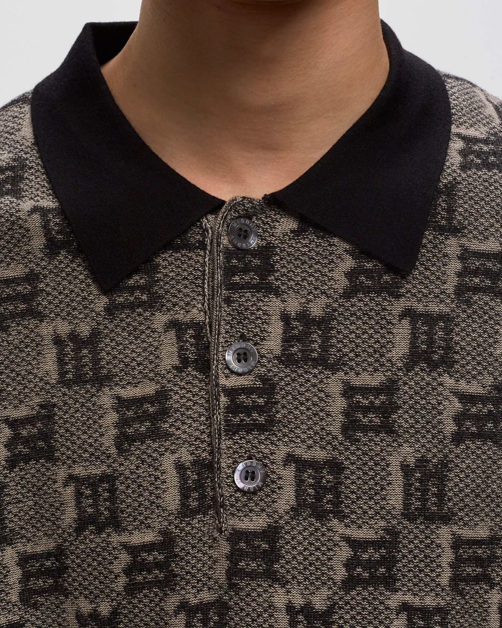 SILK WOOL KNITTED MONOGRAM POLO