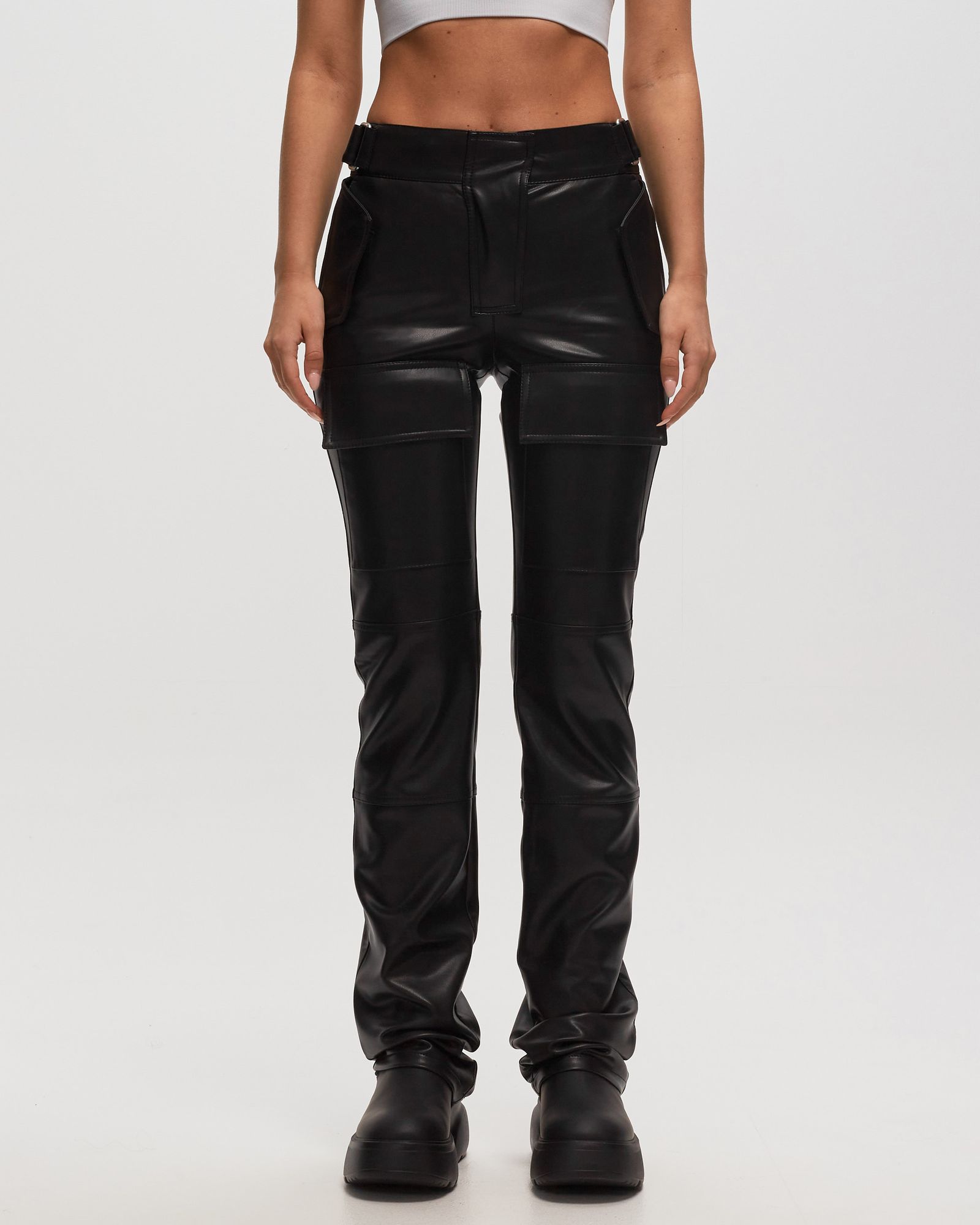 VEGAN LEATHER MOTO TROUSERS