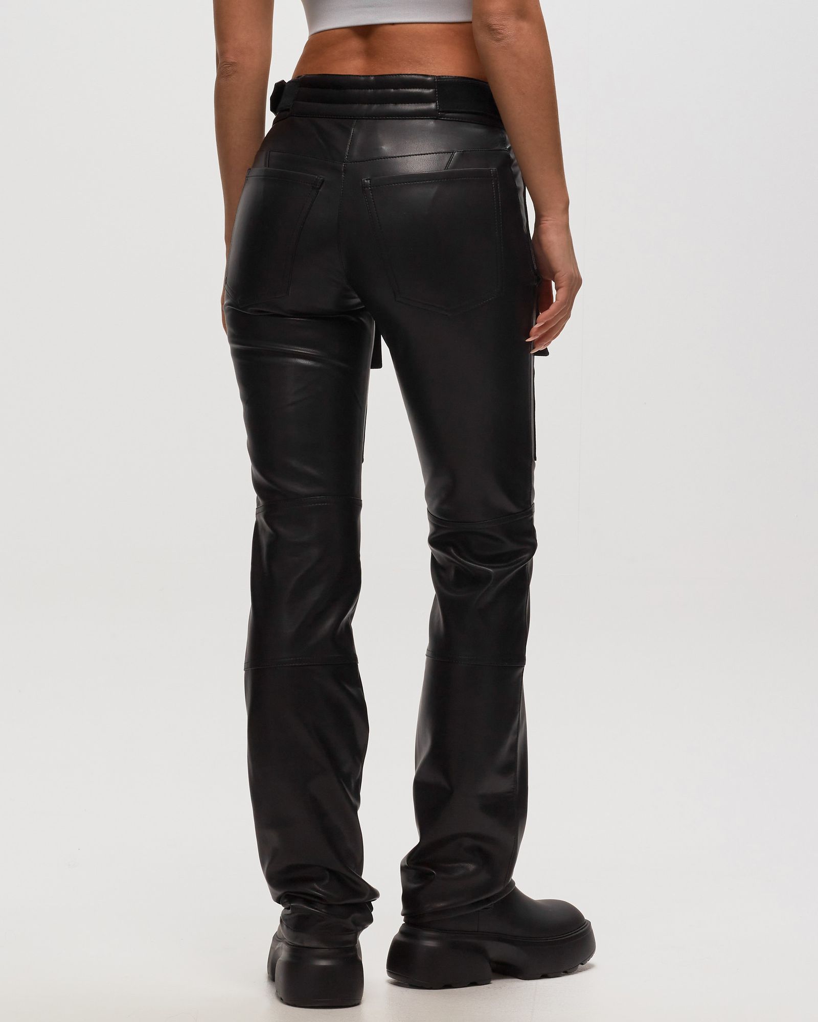 VEGAN LEATHER MOTO TROUSERS