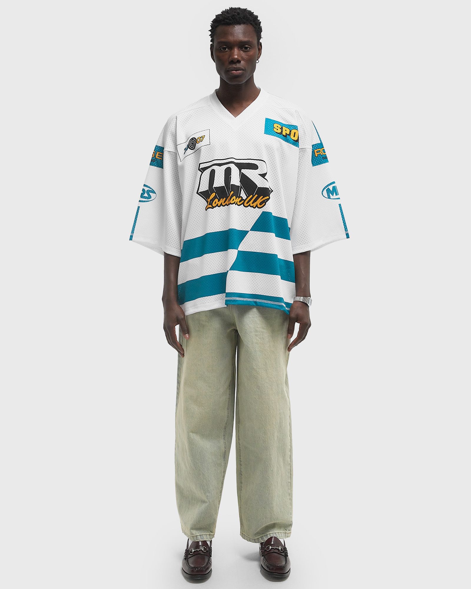 Martine Rose OVERSIZED FOOTBALL TOP Green White | BSTN Store