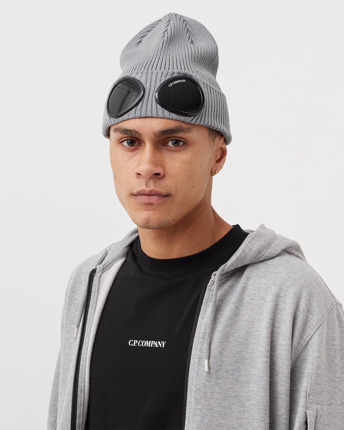 C.P. Company EXTRA FINE MERINO WOOL GOGGLE BEANIE Grey BSTN Store