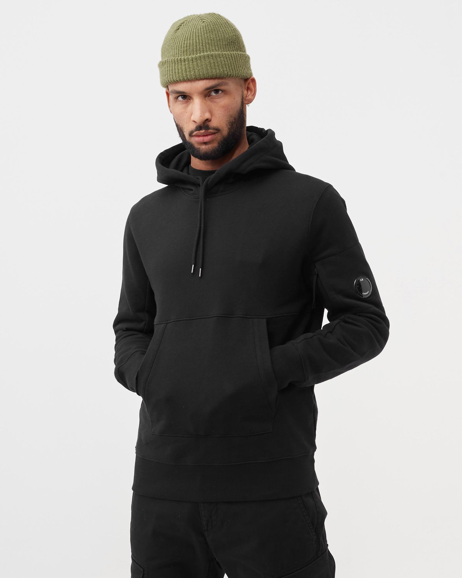 DIAGONAL RAISED FLEECE PULLOVER HOODIE