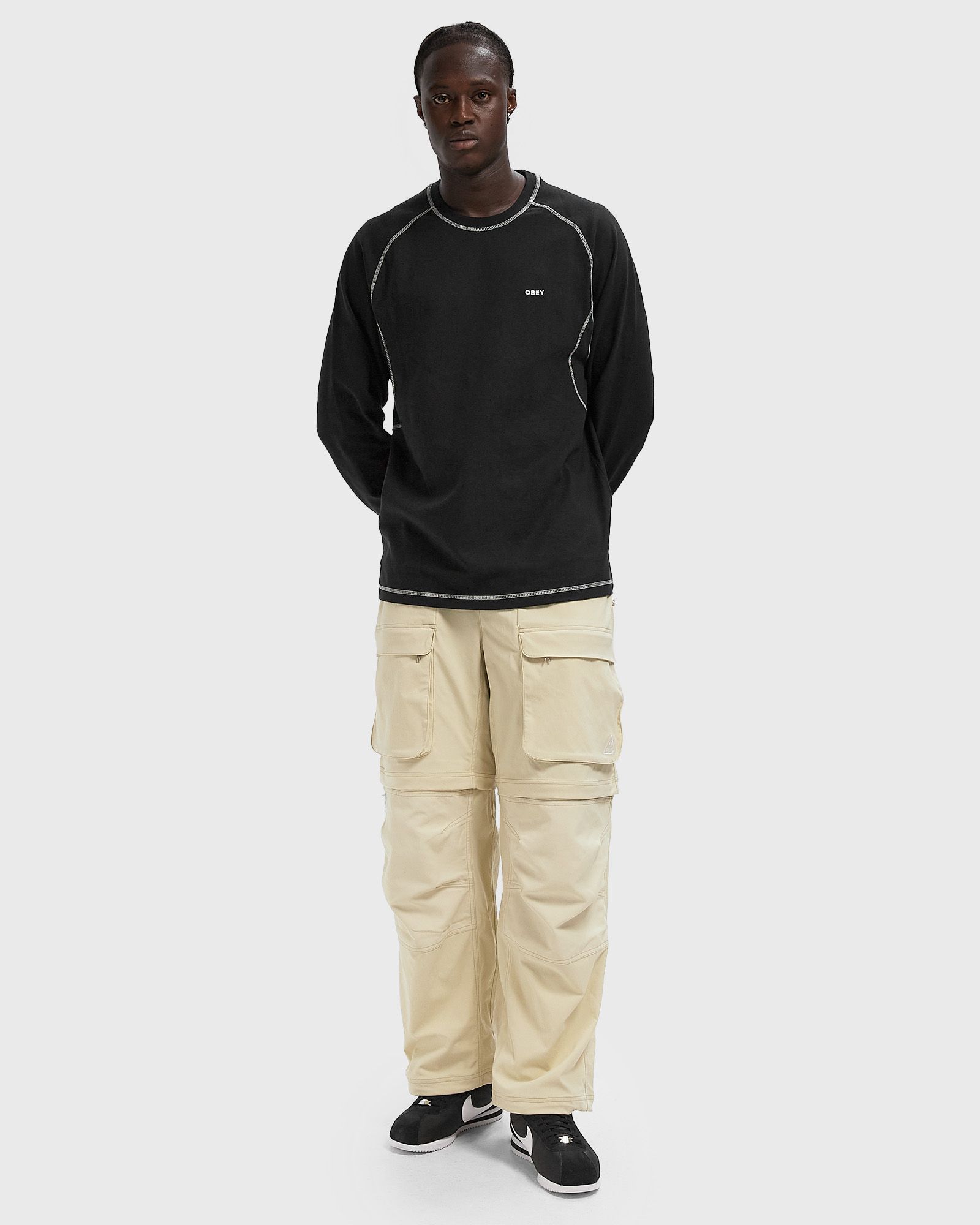 Aaron contrast stitch ls