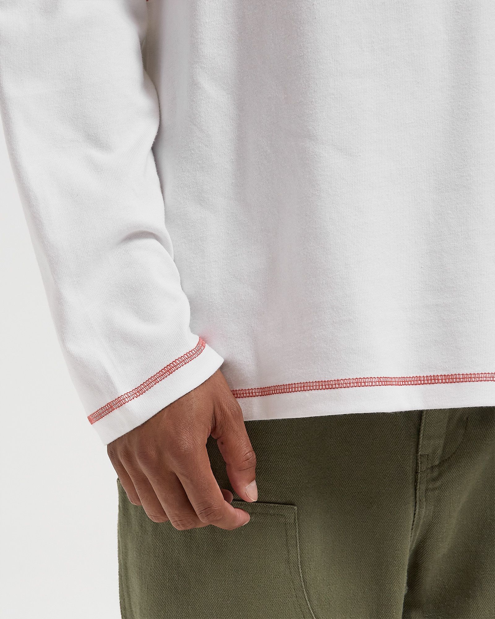 Aaron contrast stitch ls