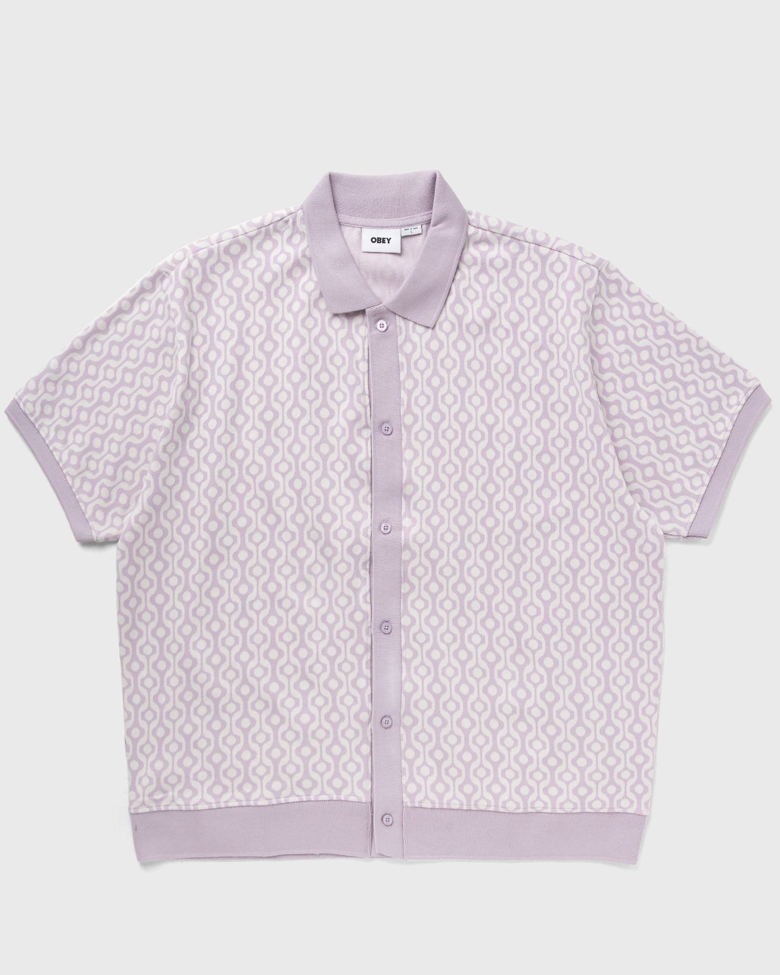 Obey - testament button front polo ss men shortsleeves purple in größe:l