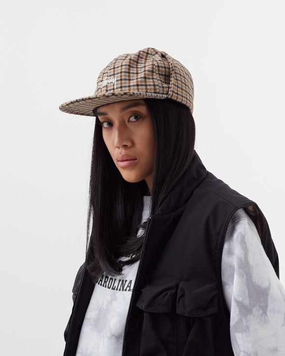 Stussy Wool Plaid Flap Cap Brown - brown