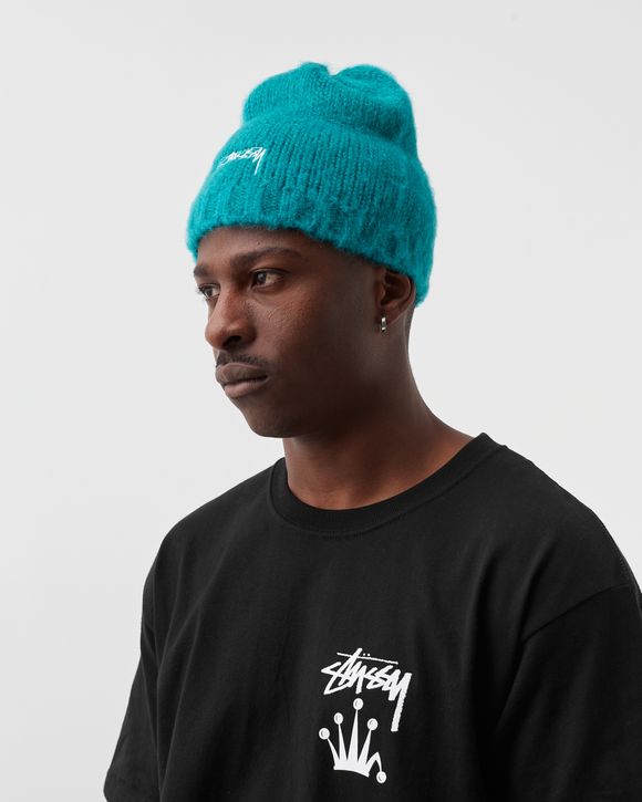 Stussy Fuzzy Ribbed Beanie Blue - teal