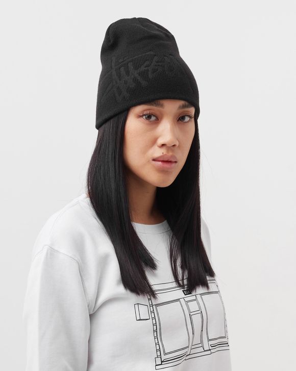 Stussy Debossed Stock Logo Beanie Black - black