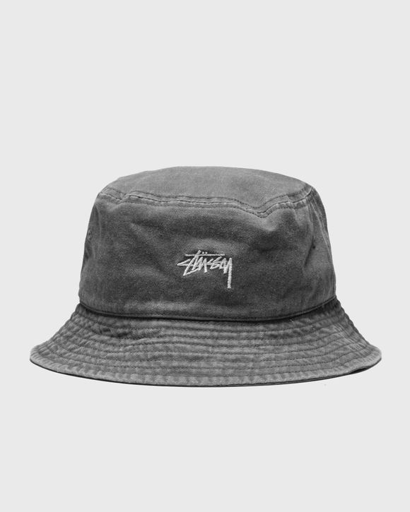 Stussy Washed Stock Bucket Hat Black - charcoal