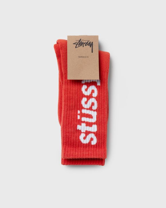 Stussy Helvetica Jacquard Crew Socks Orange | BSTN Store