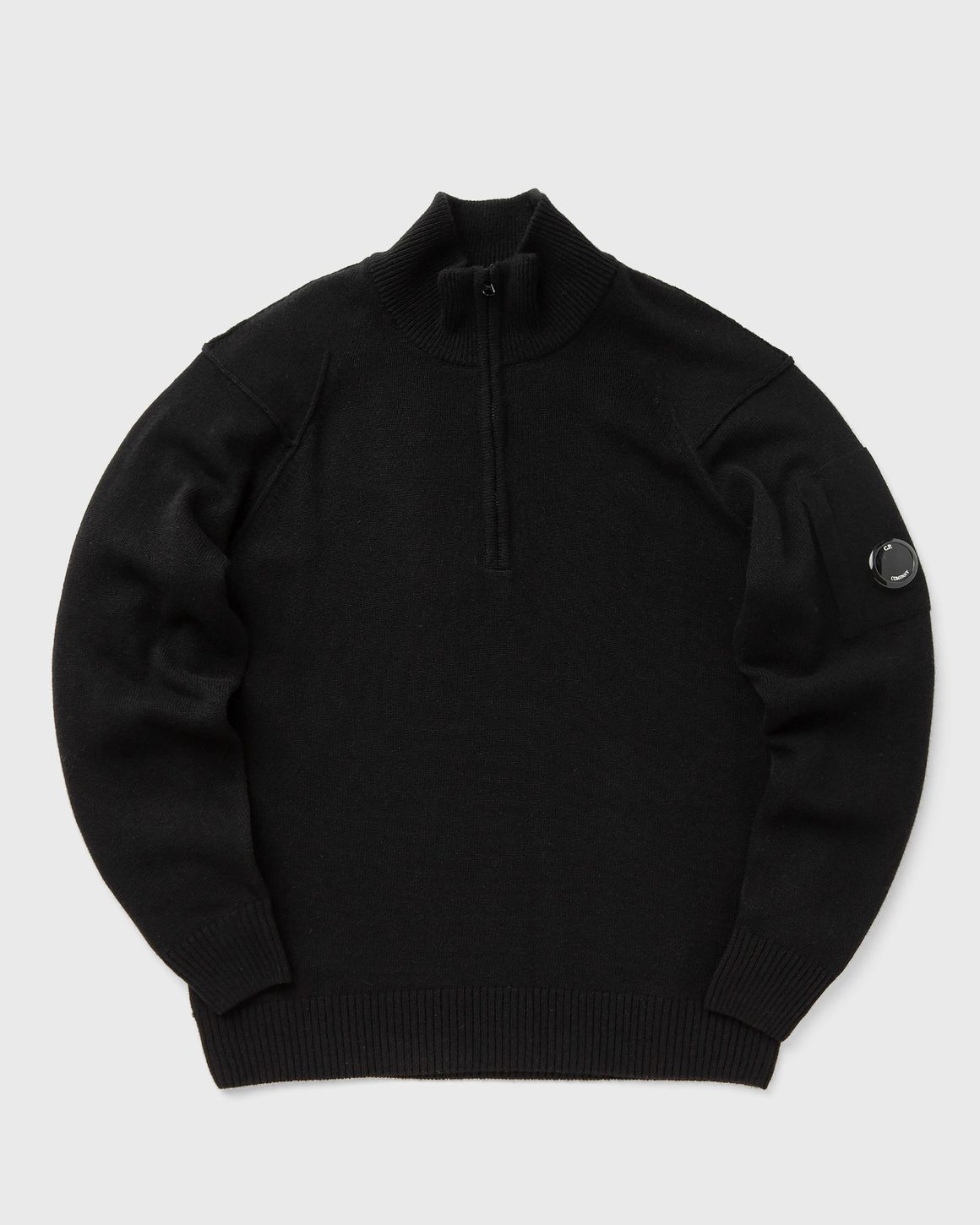 パーカー・フーディ C.P. Company Grs' Black Wool Blend Sweatshirt C.P. Company - Logo-Appliquéd Wool-Blend Sweatshirt - Black