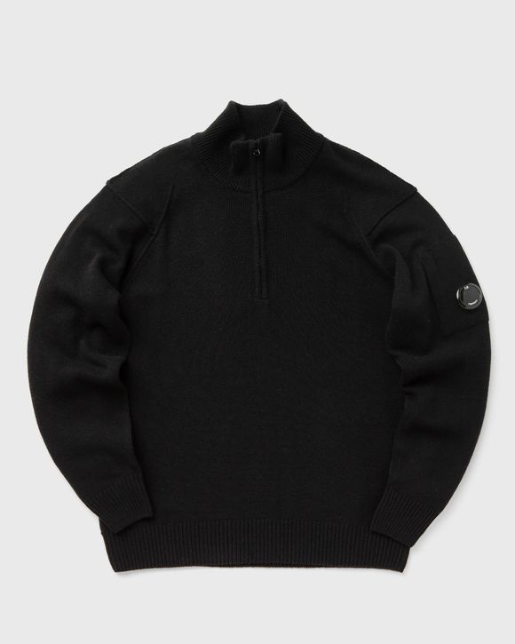 【送料&関税込】C.P. Company Black Wool Blend Sweater CP Company Lambswool Logo Men's Knit Sweater Black