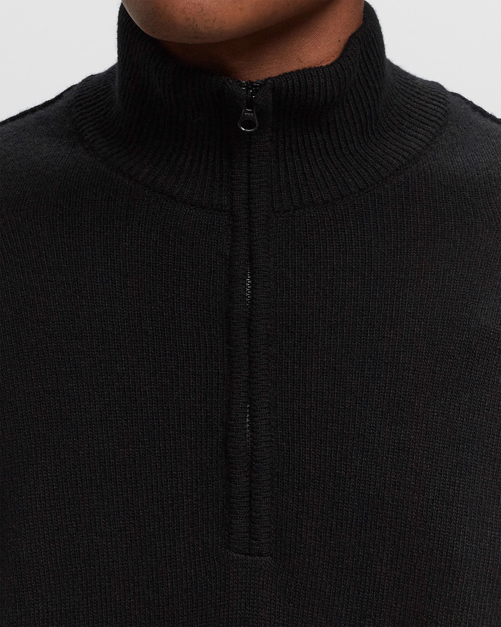 LAMBSWOOL GRS HALF ZIPPED KNIT