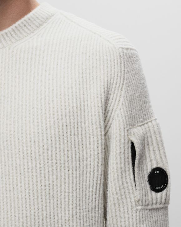 Tシャツ・カットソー C.P. Company CP COMPANY Sweaters White (KN250A 006260A101) C.P. Company KNITWEAR CREW NECK IN FLEECE KNIT White | BSTN