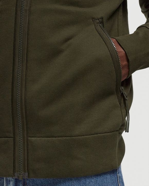 DIAGONAL RAISED FLEECE GOGGLE ZIPPED HOODED SWEATSHIRT