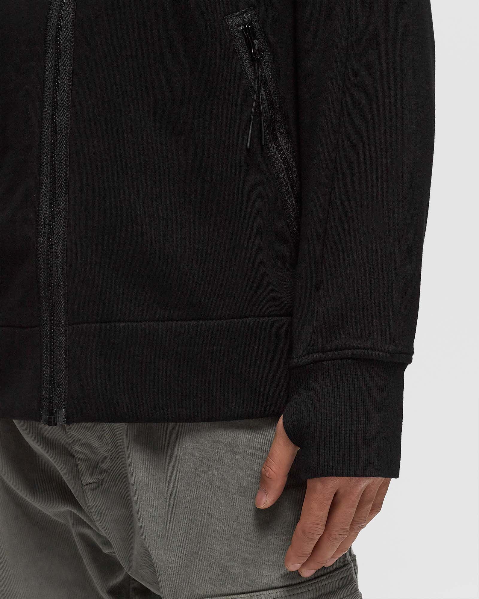 DIAGONAL RAISED FLEECE GOGGLE ZIPPED HOODED SWEATSHIRT