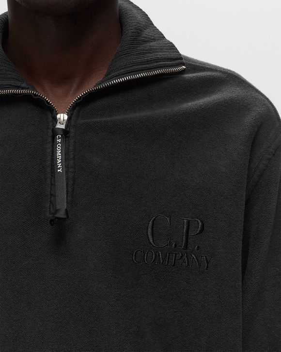C.P. Company SWEATSHIRTS POLO COLLAR IN BRUSHED EMERIZED DIAGONAL FLEECE Black BSTN Store
