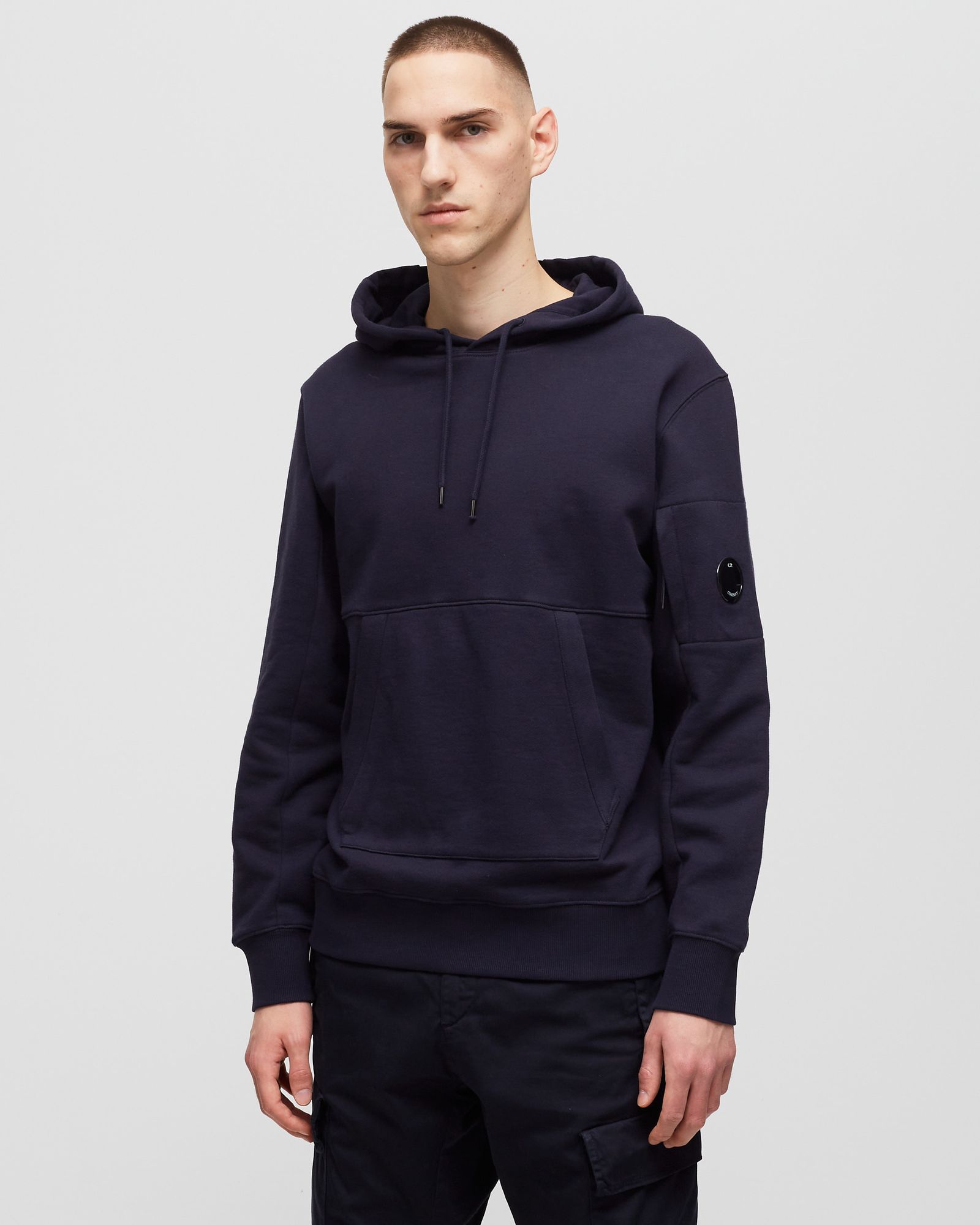 DIAGONAL RAISED FLEECE PULLOVER HOODIE