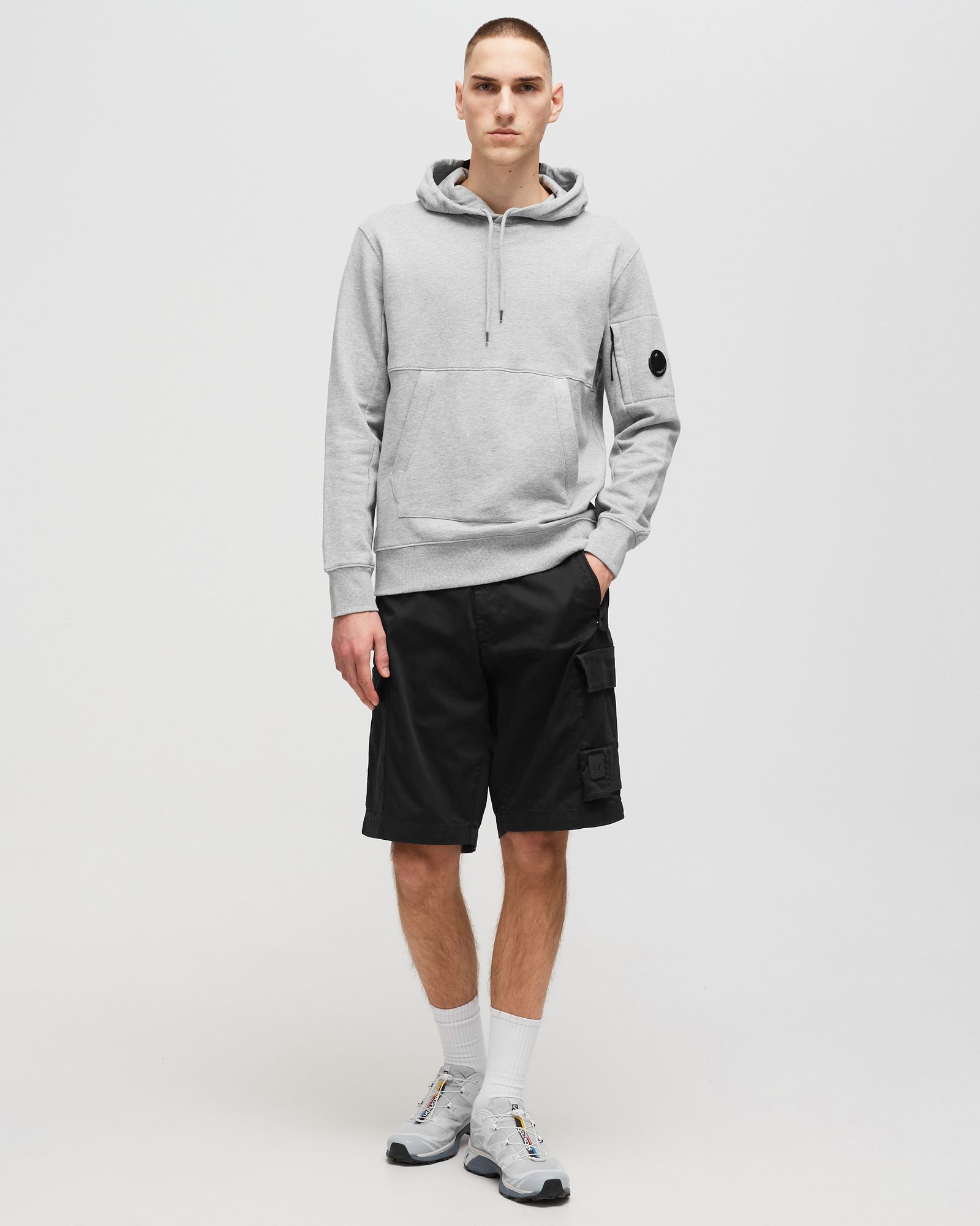 DIAGONAL RAISED FLEECE PULLOVER HOODIE