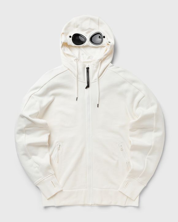 C.P. Company DIAGONAL RAISED FLEECE GOGGLE ZIPPED HOODIE White | BSTN Store