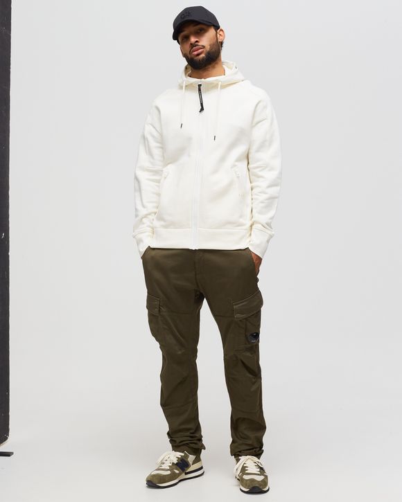 スウェット・トレーナー C.P. COMPANY 'Diagonal' hoodie White C.P. Company DIAGONAL RAISED FLEECE GOGGLE ZIPPED HOODIE