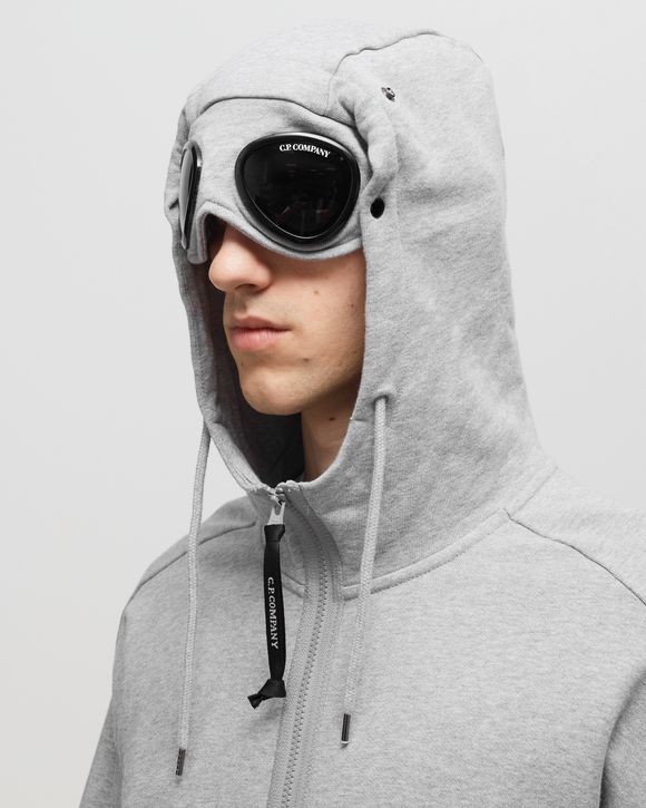 C.P. Company DIAGONAL RAISED FLEECE GOGGLE ZIPPED HOODIE Grey BSTN Store