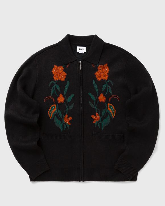 Obey floral zip cardigan