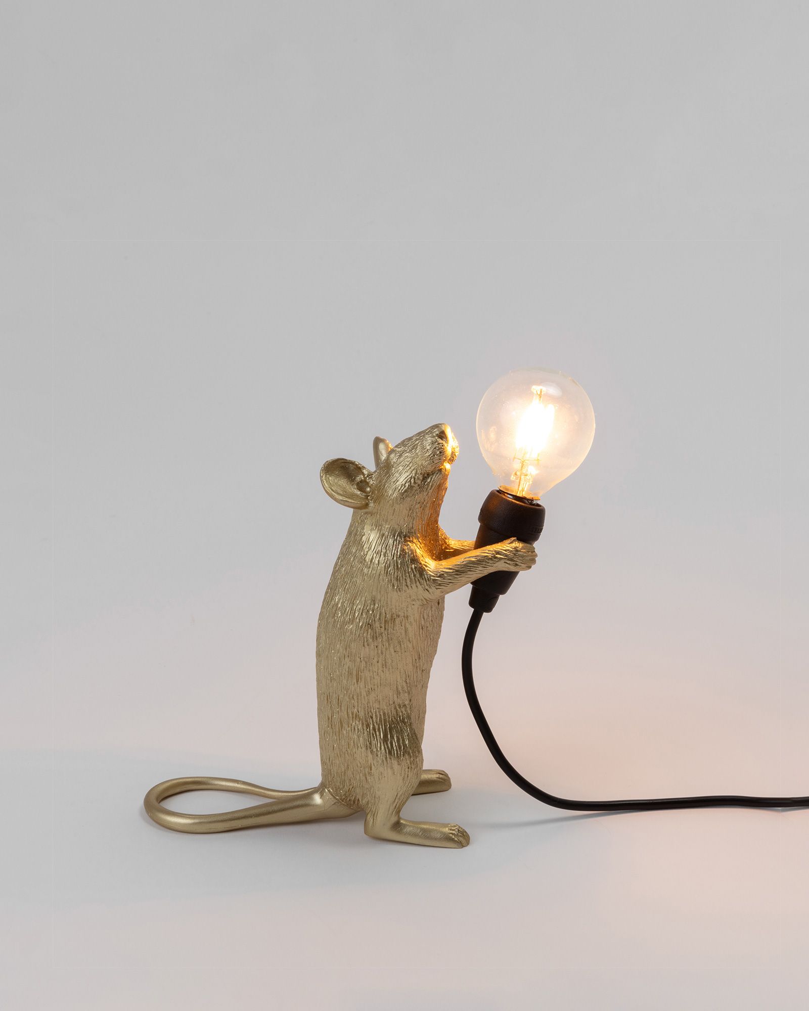 MOUSE LAMP STEP-GOLDRESIN LAMP Cm.6x13,3 h.14,5-STANDING USB PLUG