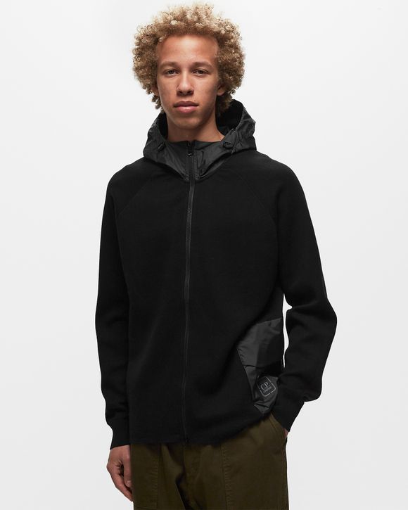 C.P. Company METROPOLIS SERIES DOUBLE MIXED ZIPPED HOODIE Black - BLACK