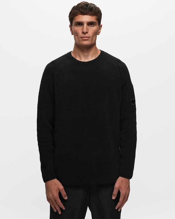 C.P. Company Chenille Cotton Crew Neck Knit Black - BLACK