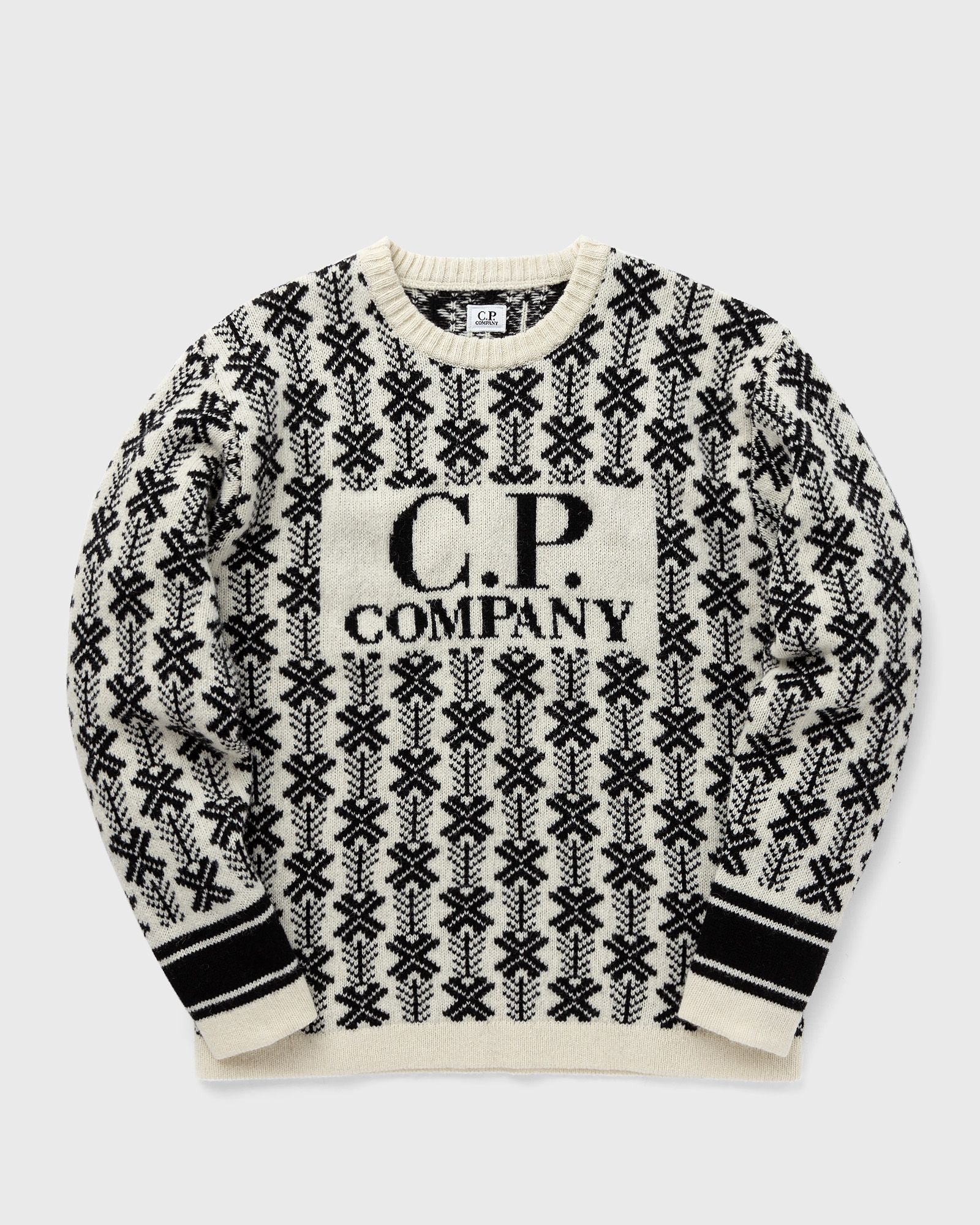 C.P. Company - wool jacquard logo knit men pullovers white in größe:l