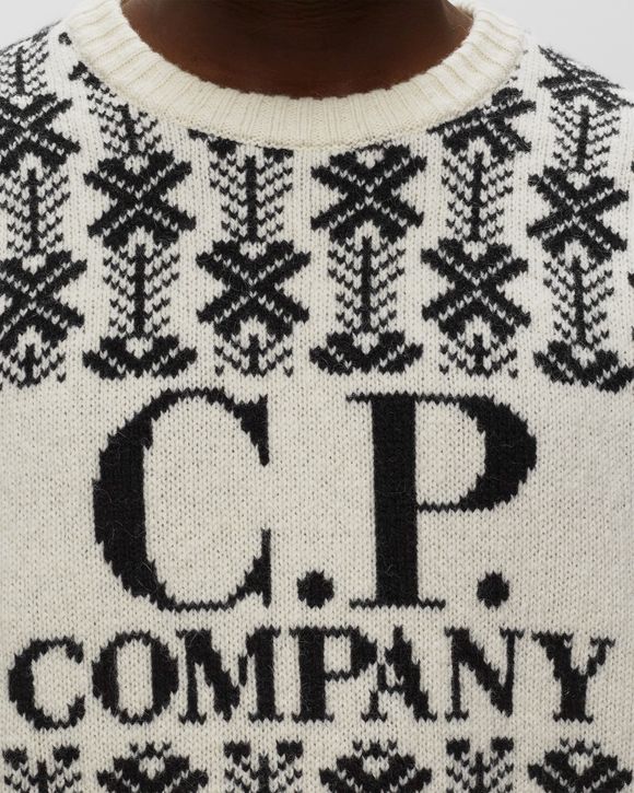 C.P. Company WOOL JACQUARD LOGO KNIT White | BSTN Store