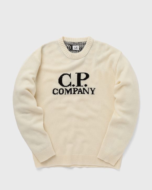 C.P. Company Wool Jacquard Logo Hooded Knit Black/White