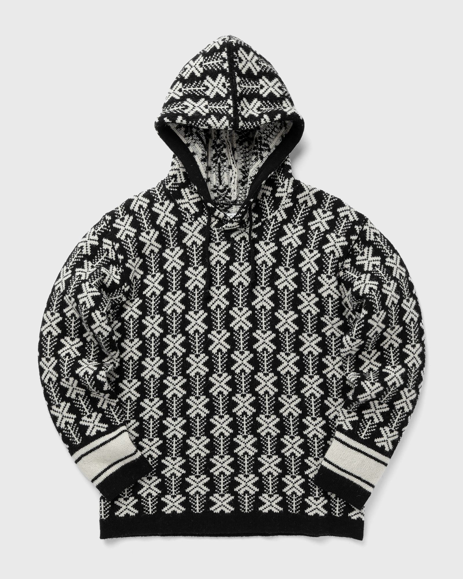 C.P. Company - wool jacquard logo hooded knit men pullovers black|white in größe:xl