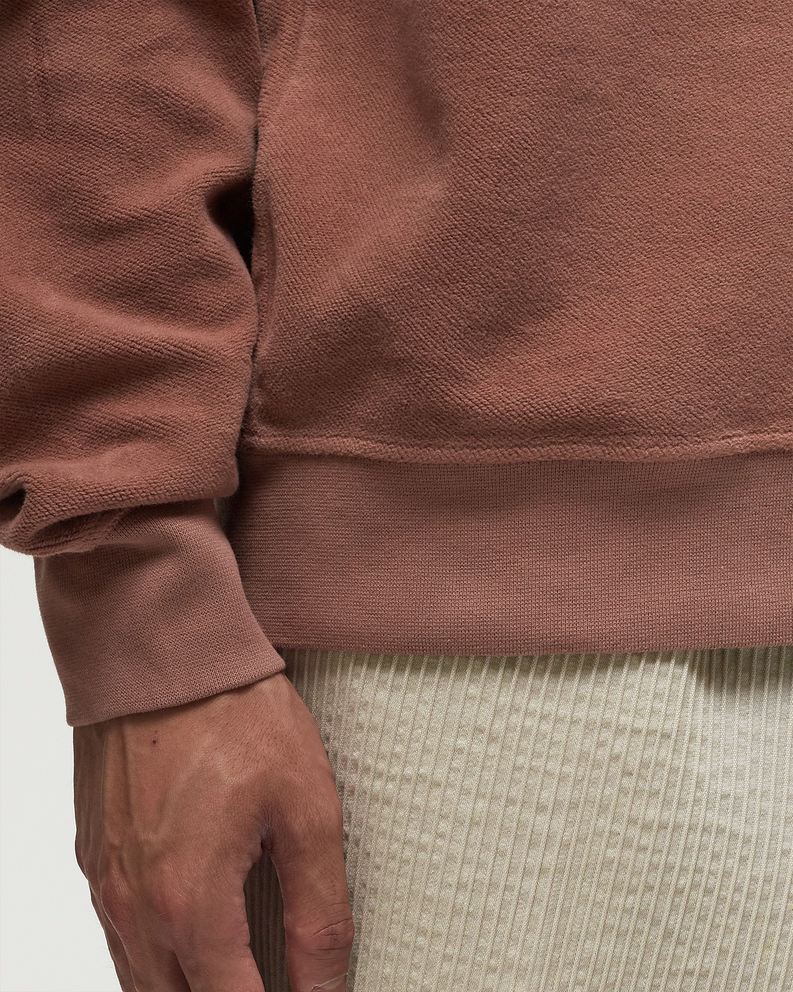 REVERSE BRUSHED & EMERIZED DIAG. FLEECE SWEATSHIRT