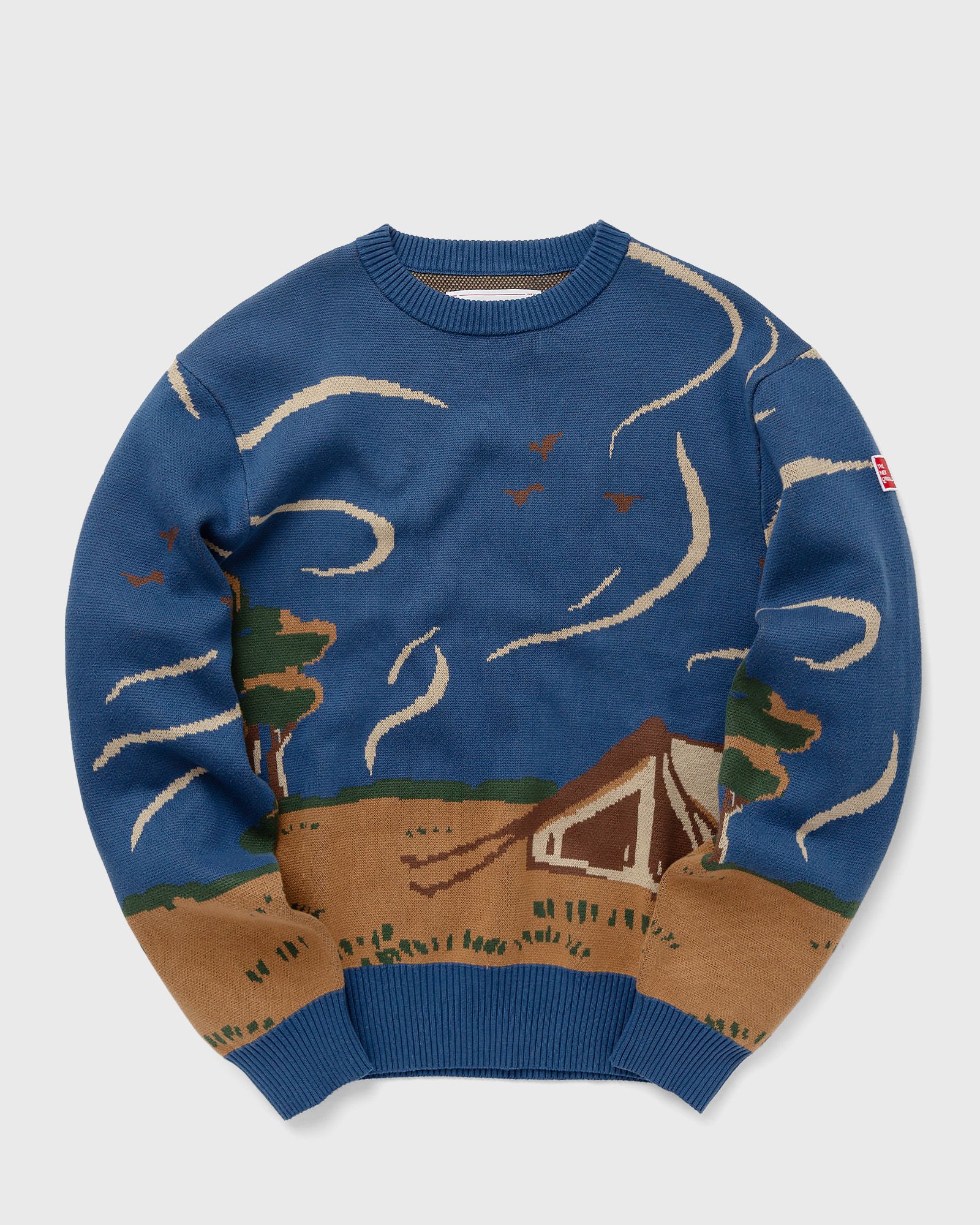 The New Originals - camping knit crewneck men pullovers blue|brown in größe:l