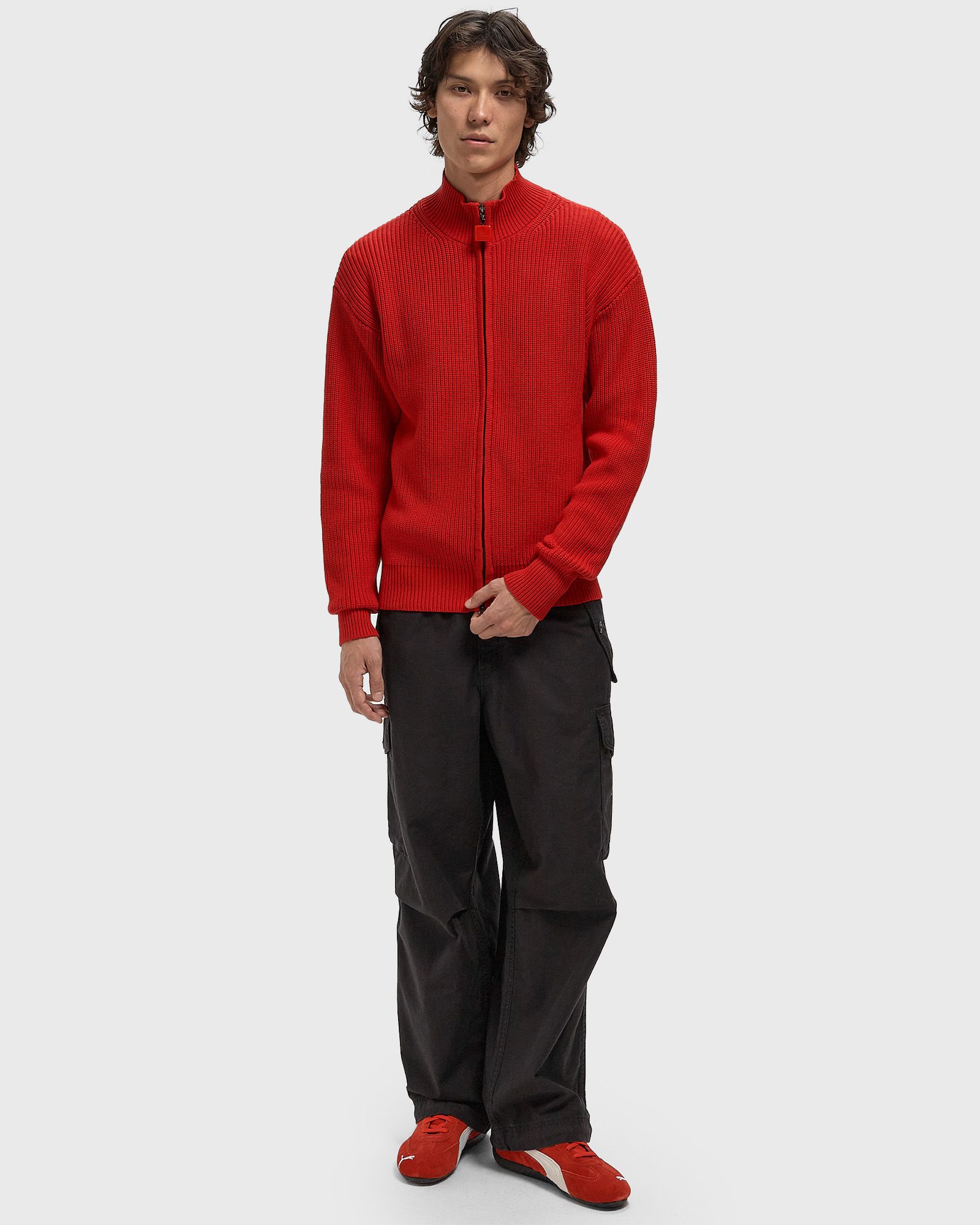 FISHERMAN RIB ZIP UP SWEATER