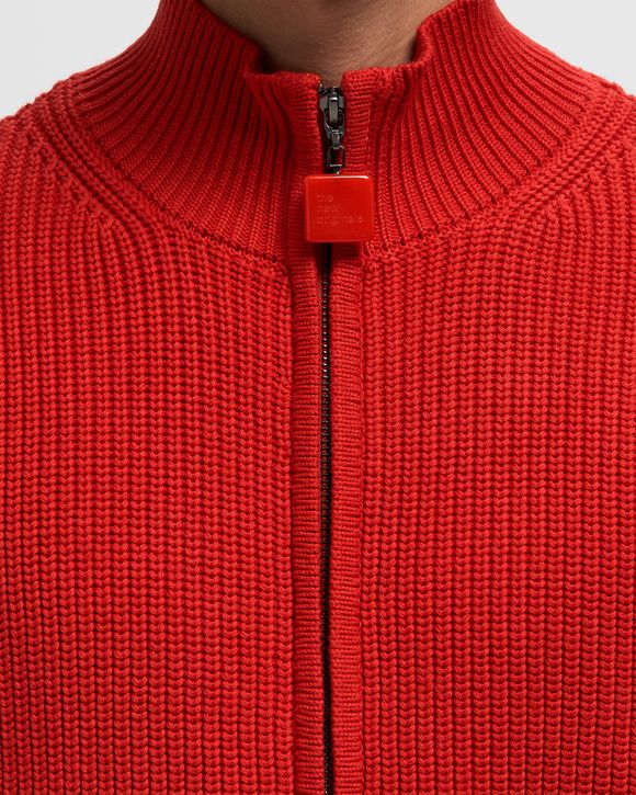 FISHERMAN RIB ZIP UP SWEATER