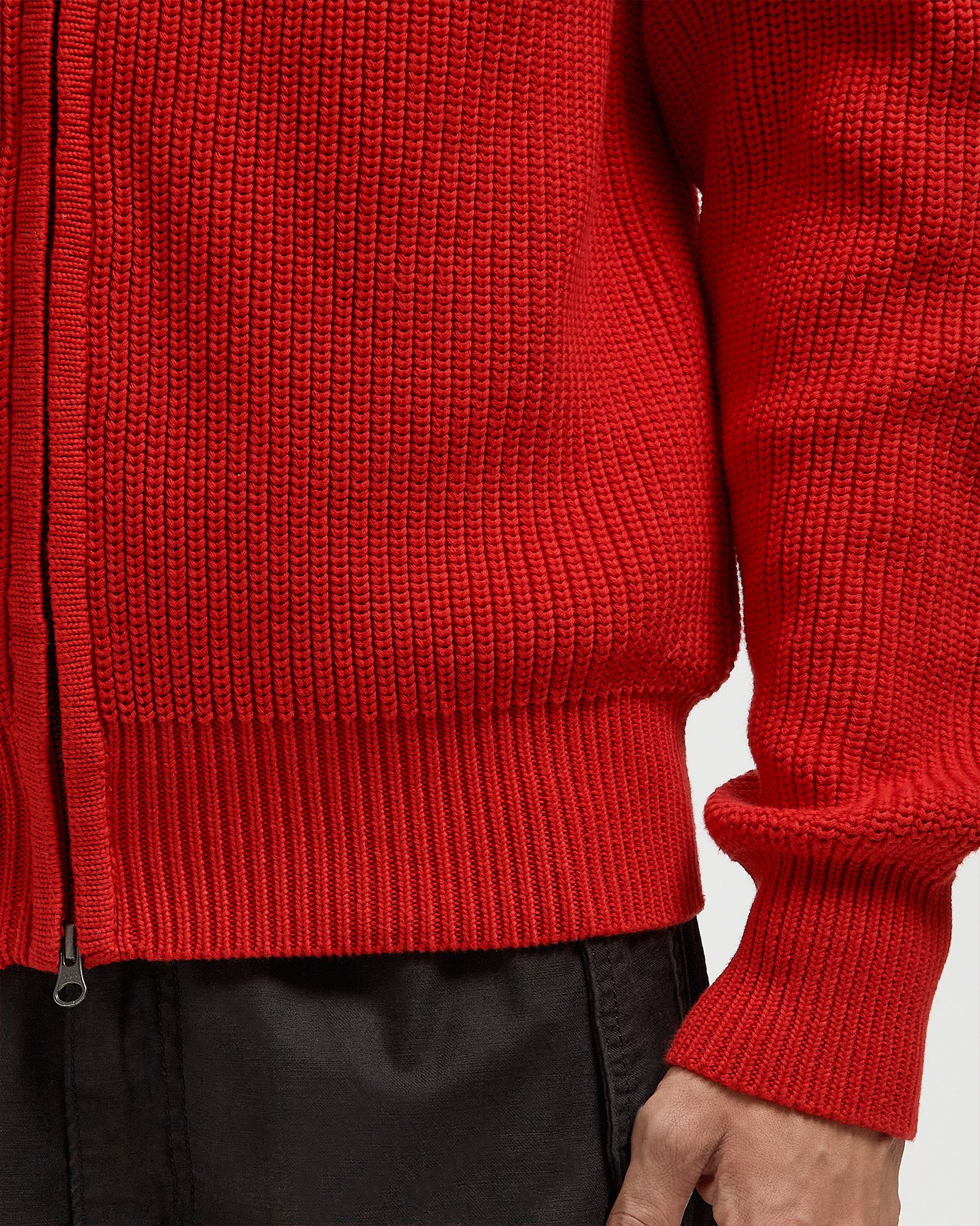 FISHERMAN RIB ZIP UP SWEATER